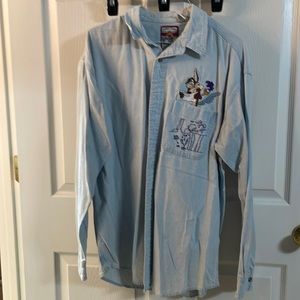 Looney Tunes- wile E coyote and road runner, denim shirt, size: L